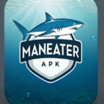 A fierce bull shark with glowing mutations lunges from murky bayou waters toward a fishing boat in the open-world action RPG Maneater mobile game, showcasing ultra graphics and evolution gameplay