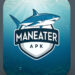 A fierce bull shark with glowing mutations lunges from murky bayou waters toward a fishing boat in the open-world action RPG Maneater mobile game, showcasing ultra graphics and evolution gameplay