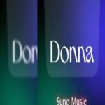 Donna AI APK app interface showing AI-generated song creation with lyrics, vocals, and genre options on Android device.